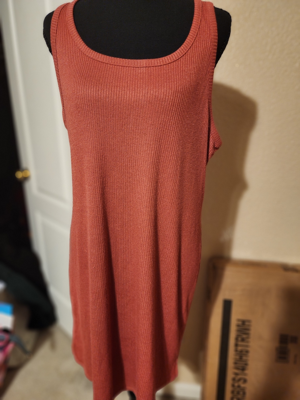 a new day Ribbed Tank Midi Dress in Terracotta